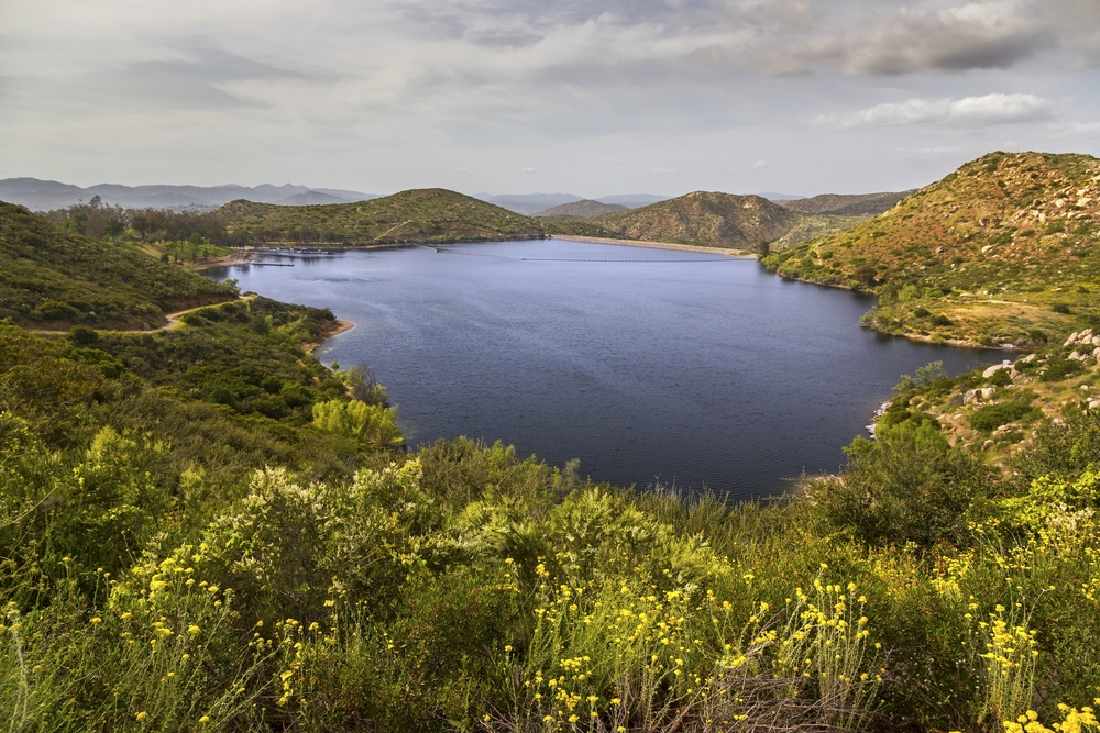 Lake Poway during summer in Poway, CA