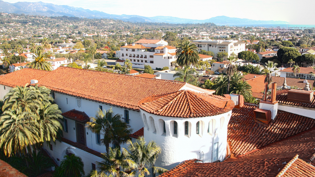 santa barbara red brick roof buildings