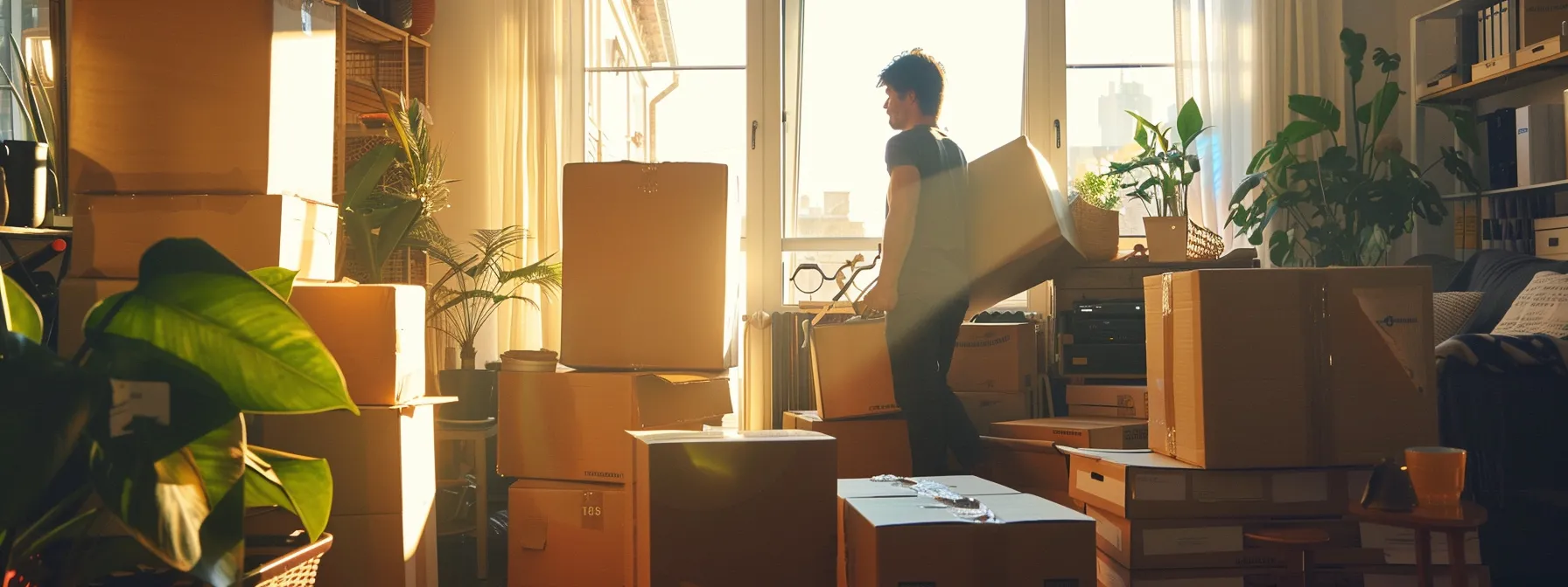 Maximizing Convenience With San Diego Local Moving Services 5 1f9f0c65 8c73 46fb 8371 1cd46dbcb924 a professional moving expert carefully packing boxes in a neatly organized room filled with moving supplies.