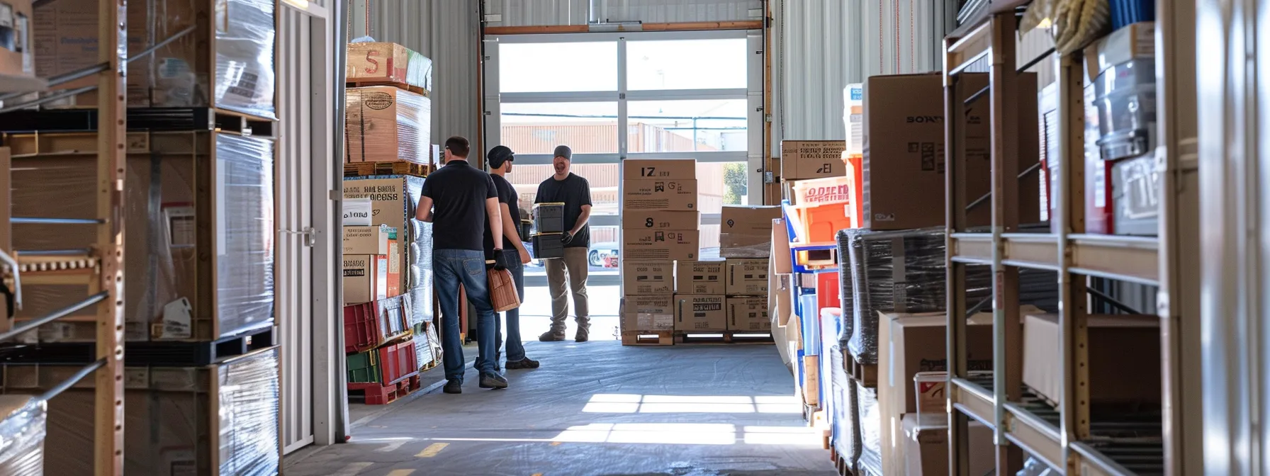 Choosing Your Ideal Storage Solutions With Expert Oakland Movers 6 37d88e60 9090 437c 998d 4d07b7b46c39 a team of expert oakland movers carefully loading belongings into a secure storage unit, surrounded by neatly stacked boxes and labeled containers.