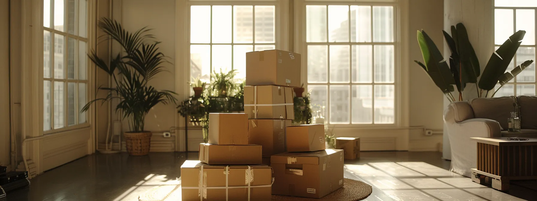 Maximizing Convenience: San Diego Movers With Integrated Storage Solutions 6 5f21e876 f879 4e5d 966b f703464c7087 a neatly organized stack of labeled moving boxes in a spacious, clutter-free room ready for a smooth transition during a move in san diego.