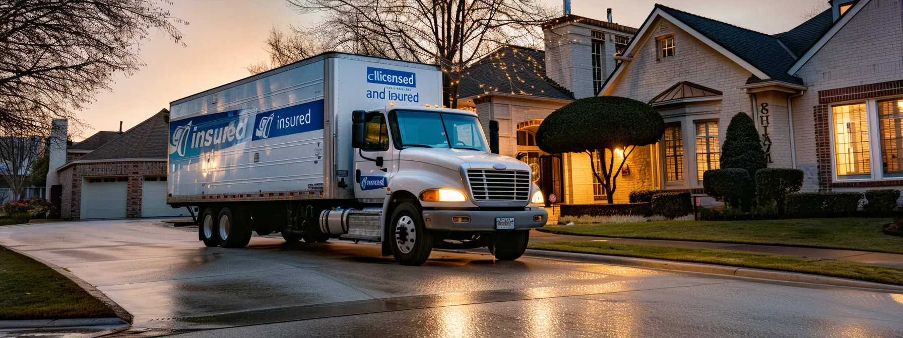 a moving truck with a logo displaying
