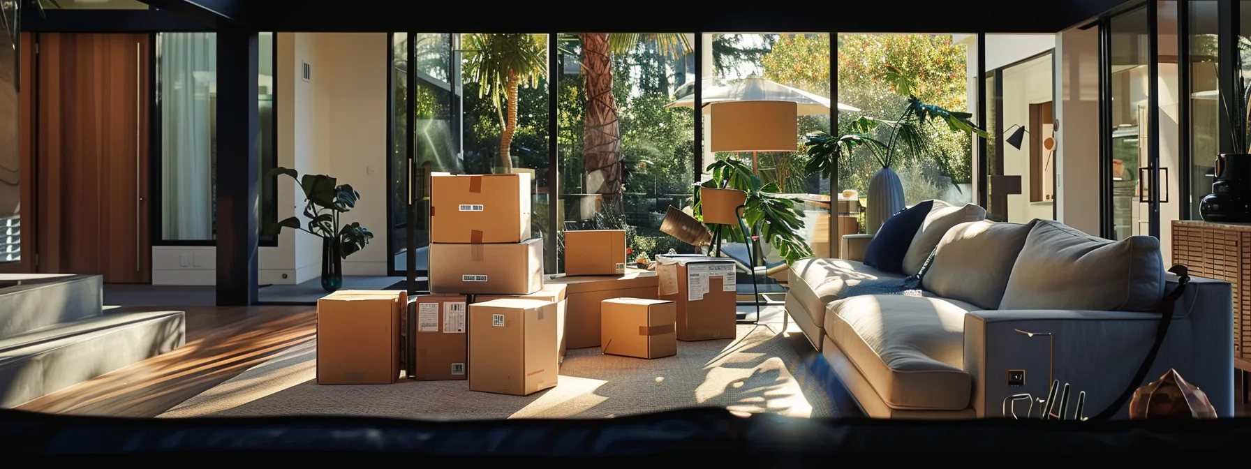Why Choose Orange County Packing and Unpacking Services for Your Move 10 d2e593f9 c907 4fb6 bbcd 79c85a219aeb a professional moving company unpacks boxes in a sleek, modern living room setting in orange county.