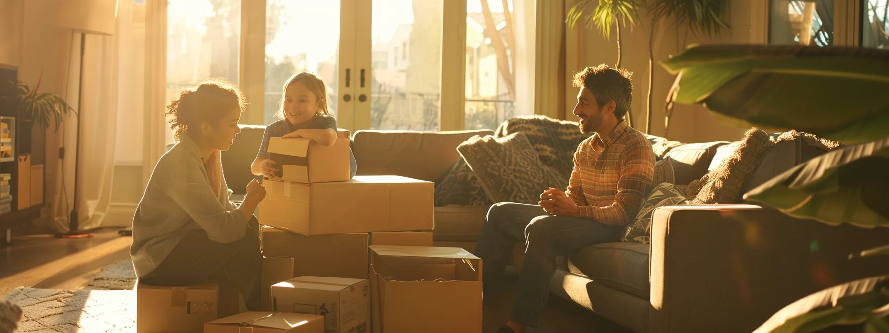 How to Choose the Best Orange County Moving Company for Your Needs 5 e77f2ae6 9114 48cb 90c4 774dd3a26c69 a family surrounded by moving boxes, discussing their specific requirements with a professional mover in their orange county home.