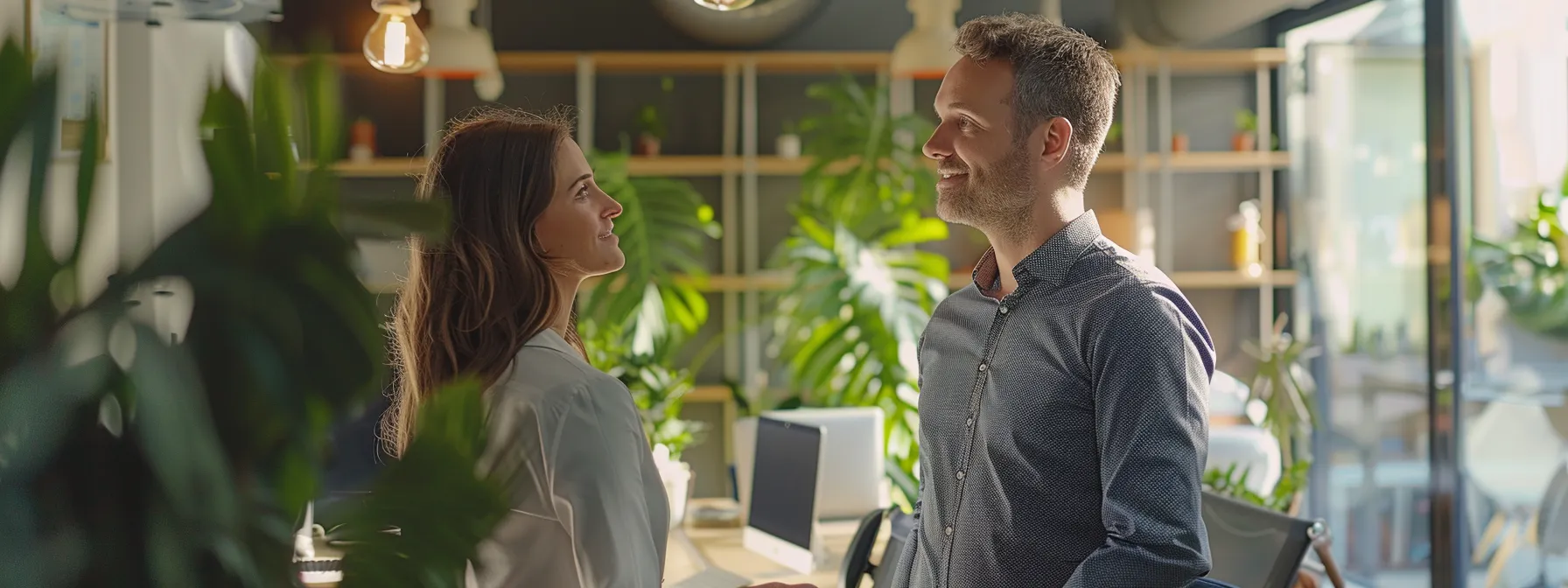 Selecting the Right San Diego Movers for Long Distance Relocations 7 ffa91a70 7118 4b1b b92e e85f6cef432b a customer standing in front of a moving company representative, asking detailed questions about their experience, policies, and special requests.