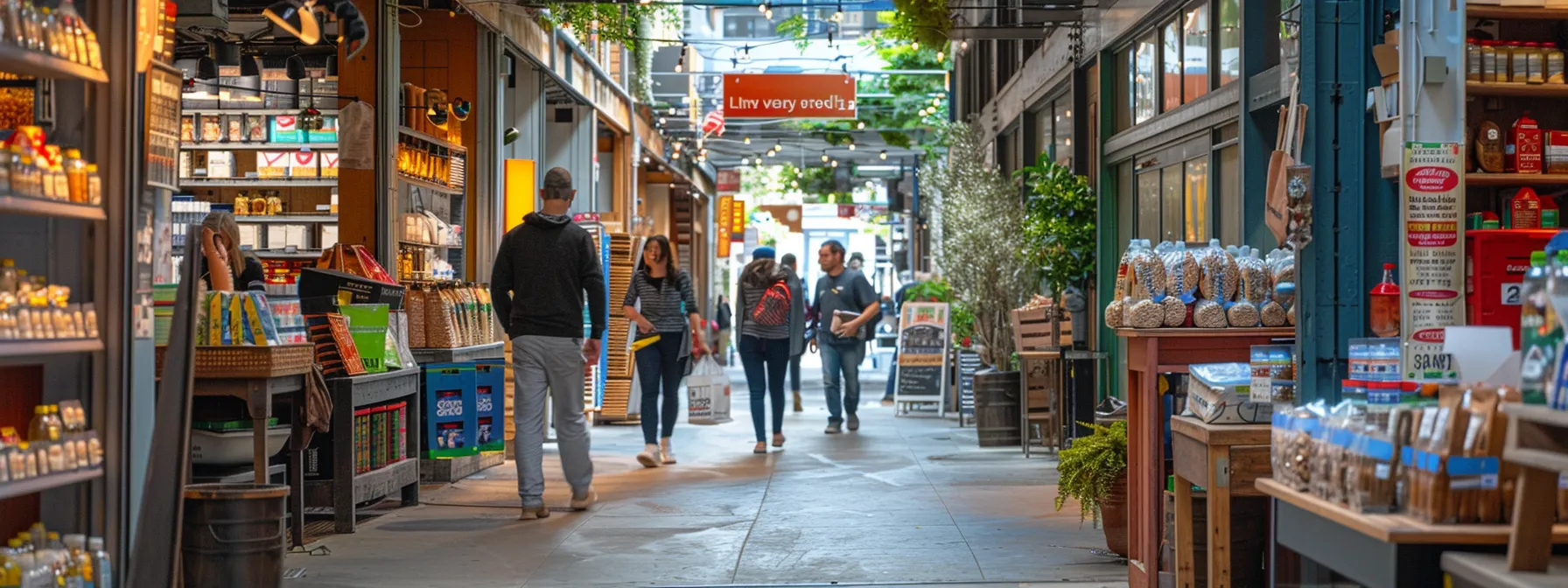 a bustling san francisco street lined with online eco-friendly packaging suppliers offering sustainable packing supplies for purchase. a bustling san francisco street lined with online eco-friendly packaging suppliers offering sustainable packing supplies for purchase.