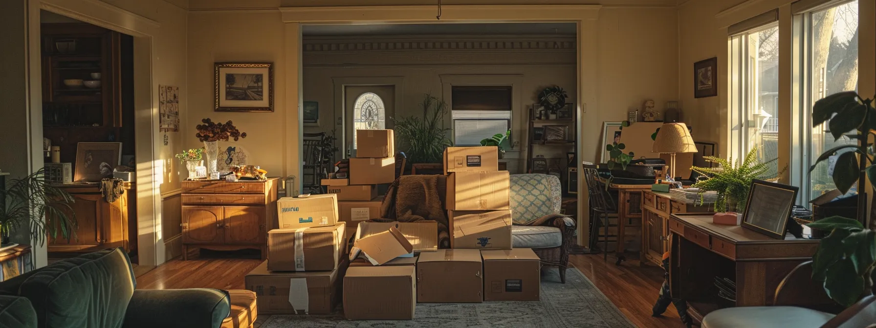a clutter-free living room with moving boxes stacked neatly, showcasing a cost-effective approach to long-haul relocations in san francisco. a clutter-free living room with moving boxes stacked neatly, showcasing a cost-effective approach to long-haul relocations in san francisco.