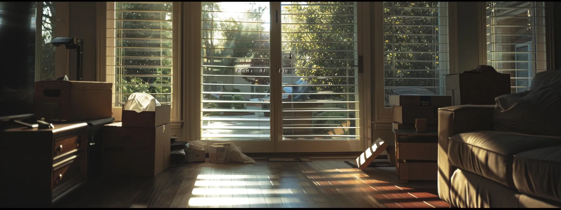 a couple comparing quotes from local movers in orange county, with moving boxes in the background, showcasing the process of choosing cost-effective moving services.