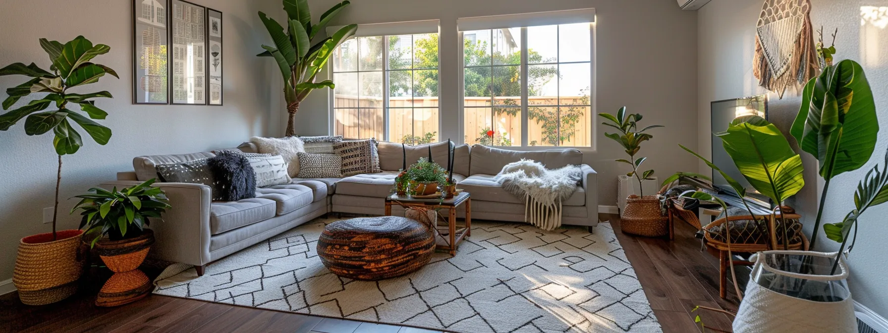 a cozy living room in irvine, ca furnished with affordable finds from local exchange groups, showcasing a warm and inviting space without overspending.
