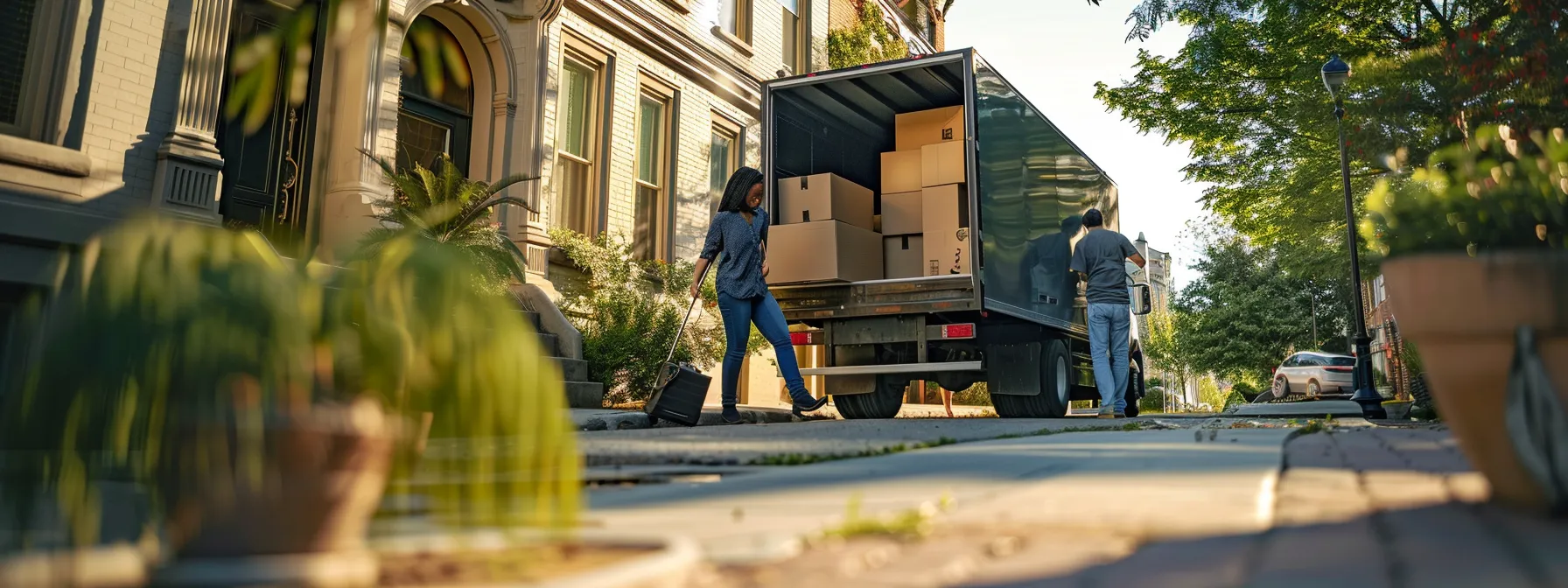 a group of movers carefully loading energy-efficient boxes onto an electric truck, showcasing eco-friendly moving practices in action. a group of movers carefully loading energy-efficient boxes onto an electric truck, showcasing eco-friendly moving practices in action.