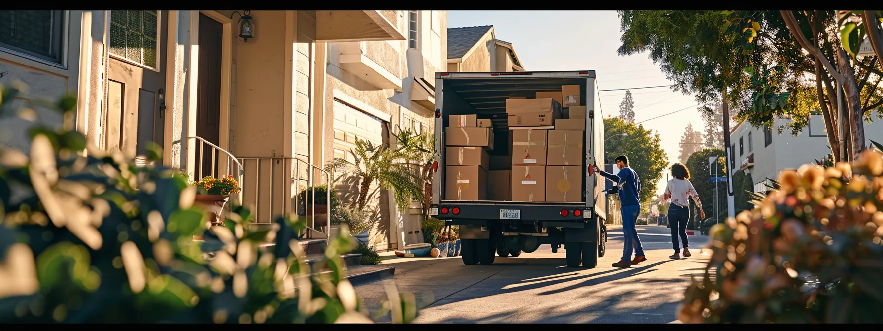 a group of movers packing a moving truck with eco-friendly boxes and recycled materials in irvine, ca. a group of movers packing a moving truck with eco-friendly boxes and recycled materials in irvine, ca.