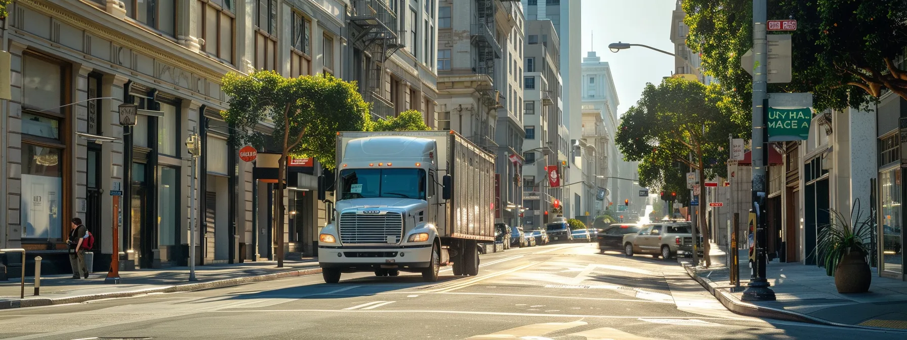 a moving truck parked on a busy san francisco street, with a loading zone secured, ready for a smooth transition. a moving truck parked on a busy san francisco street, with a loading zone secured, ready for a smooth transition.