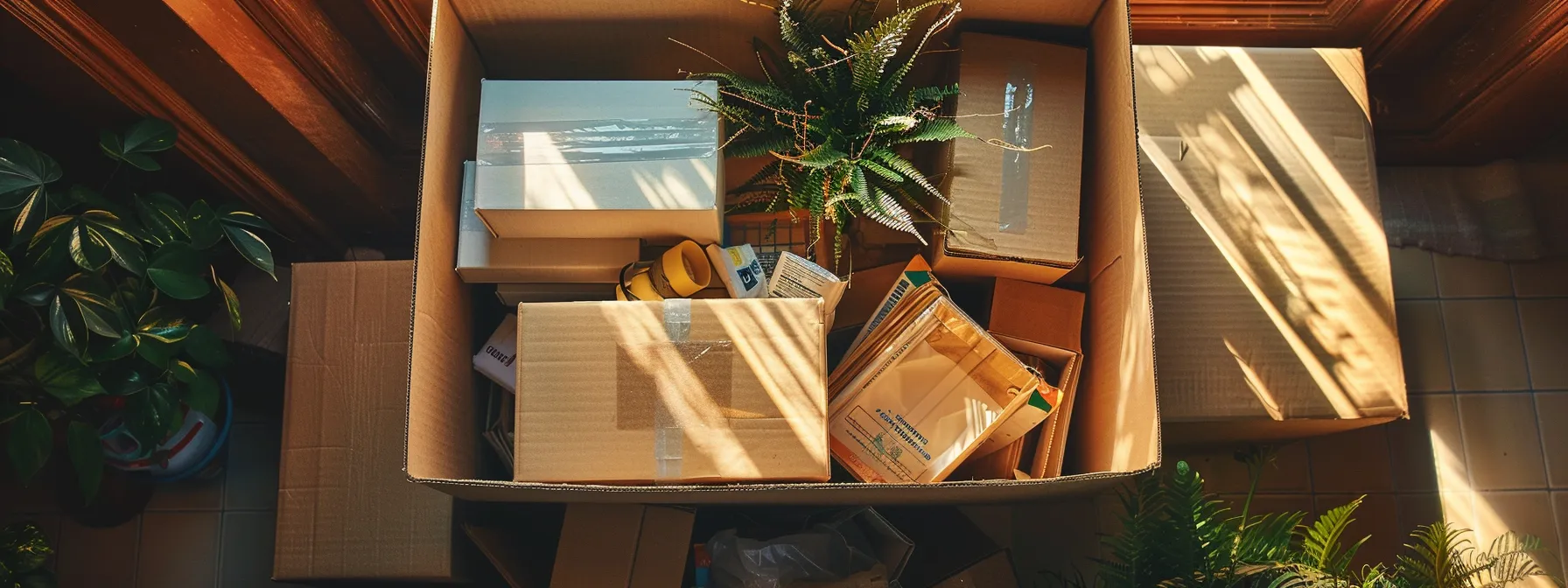 a neatly organized moving box filled with various packing supplies, ready for a stress-free move downtown san francisco. a neatly organized moving box filled with various packing supplies, ready for a stress-free move downtown san francisco.