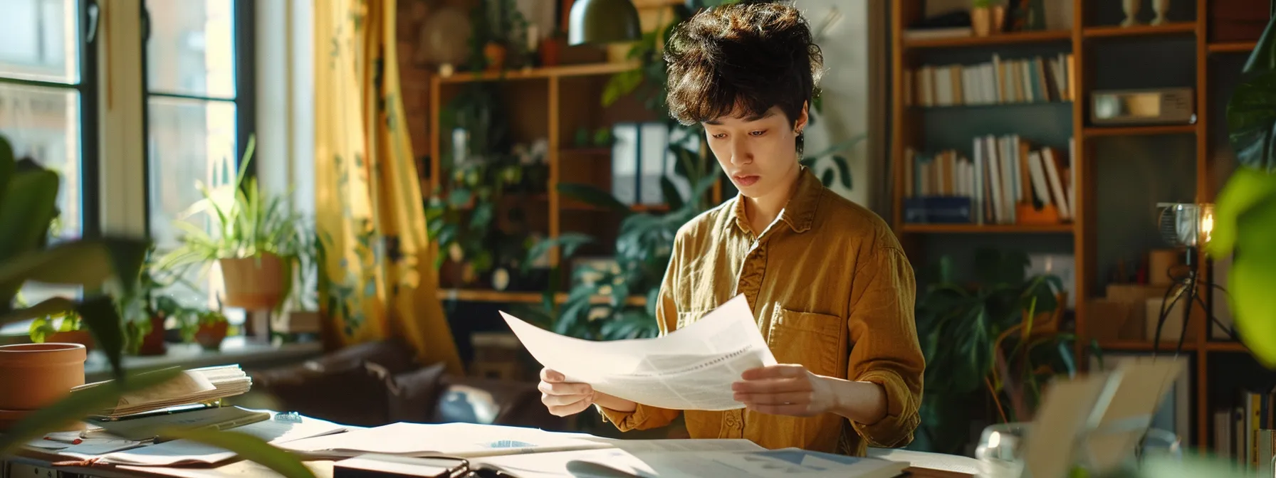 a person carefully comparing detailed quotes and service packages from san francisco movers in a bright and cozy office setting in downtown san francisco.