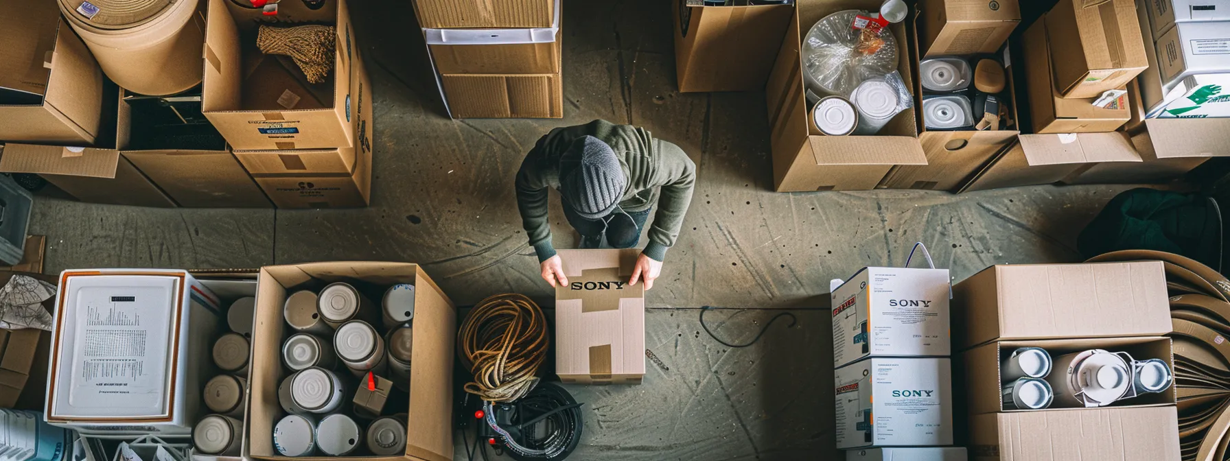 a person carefully packing specialty items in sturdy boxes, surrounded by labeled moving containers, in preparation for a long-distance move. a person carefully packing specialty items in sturdy boxes, surrounded by labeled moving containers, in preparation for a long-distance move.