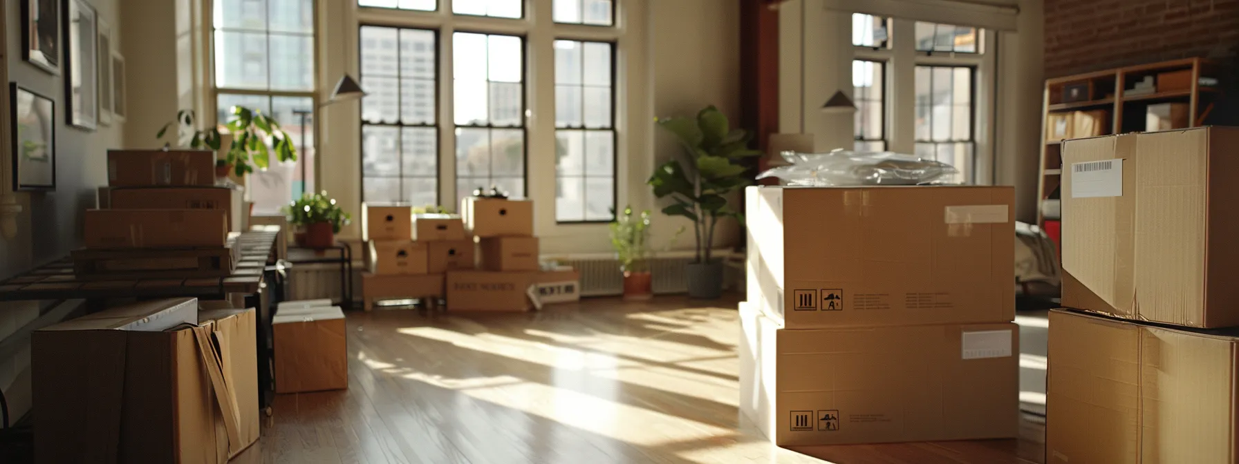 a professional moving company in downtown san francisco showcasing efficient packing and unpacking services, alongside secure storage solutions and specialized handling for fragile items.