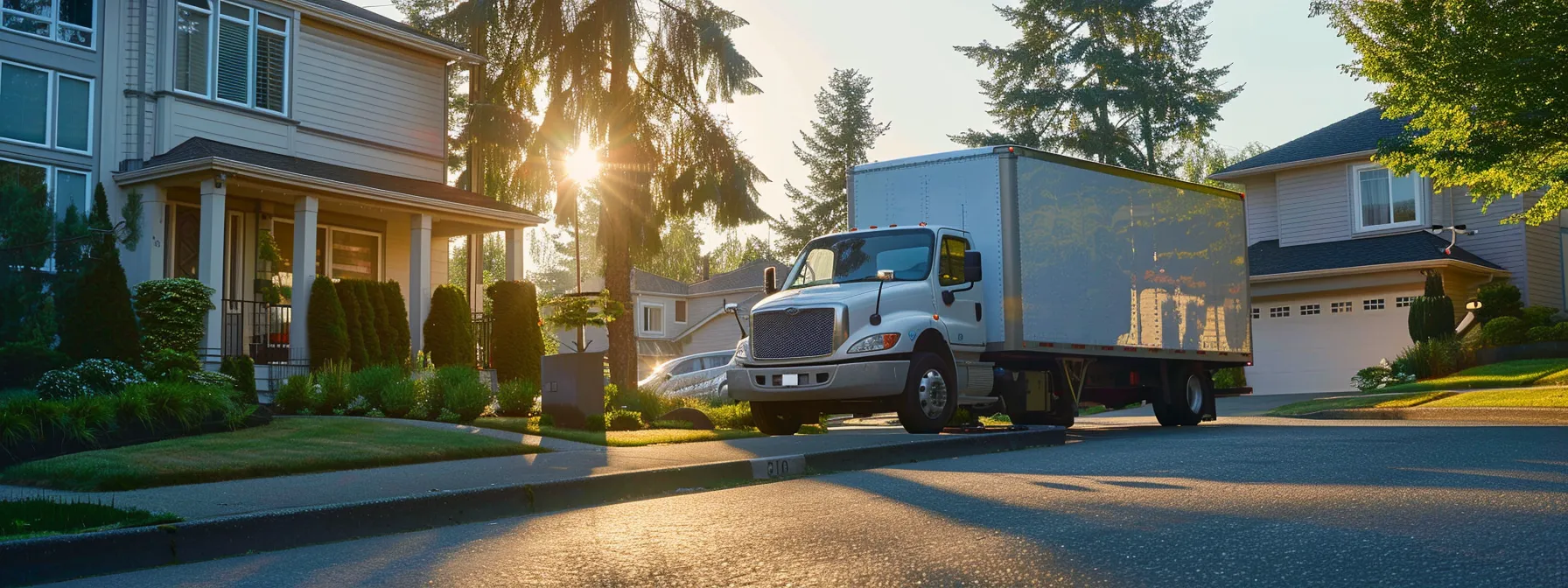 a professional moving company truck parked in a residential neighborhood, displaying visible usdot numbers and fmcsa registration, with movers unloading furniture into a house, ensuring compliance and reliability. a professional moving company truck parked in a residential neighborhood, displaying visible usdot numbers and fmcsa registration, with movers unloading furniture into a house, ensuring compliance and reliability.