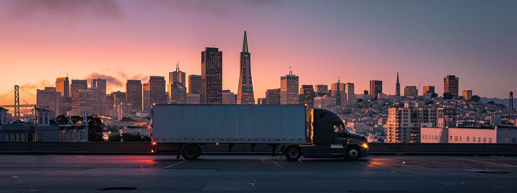 a sleek moving truck parked in downtown san francisco, exuding reliability and efficiency, with a backdrop of iconic city buildings towering in the background. a sleek moving truck parked in downtown san francisco, exuding reliability and efficiency, with a backdrop of iconic city buildings towering in the background.