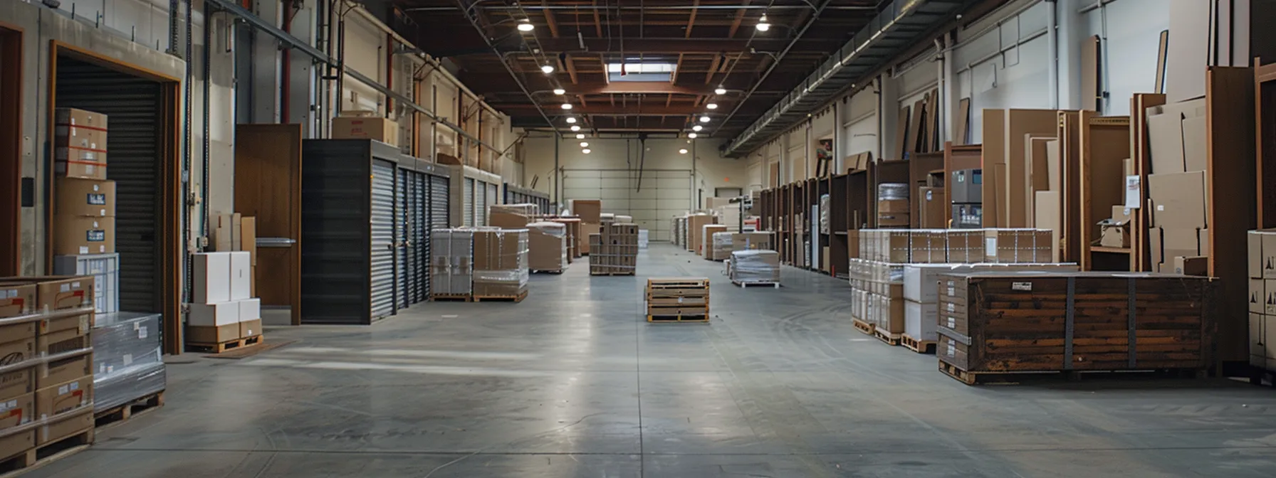 a spacious storage facility in downtown san francisco with climate-controlled units for delicate items like pianos, surrounded by neatly stacked boxes and furniture, showcasing the diverse long-term storage needs of residents and businesses.