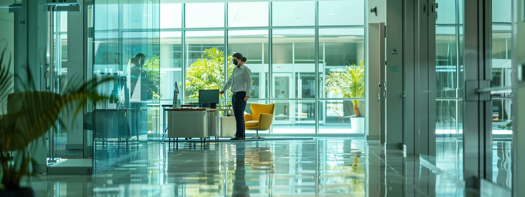 a technician setting up internet and phone services in a sleek, modern office space in orange county, highlighting the importance of addressing it and telecommunication needs during an office move. a technician setting up internet and phone services in a sleek, modern office space in orange county, highlighting the importance of addressing it and telecommunication needs during an office move.