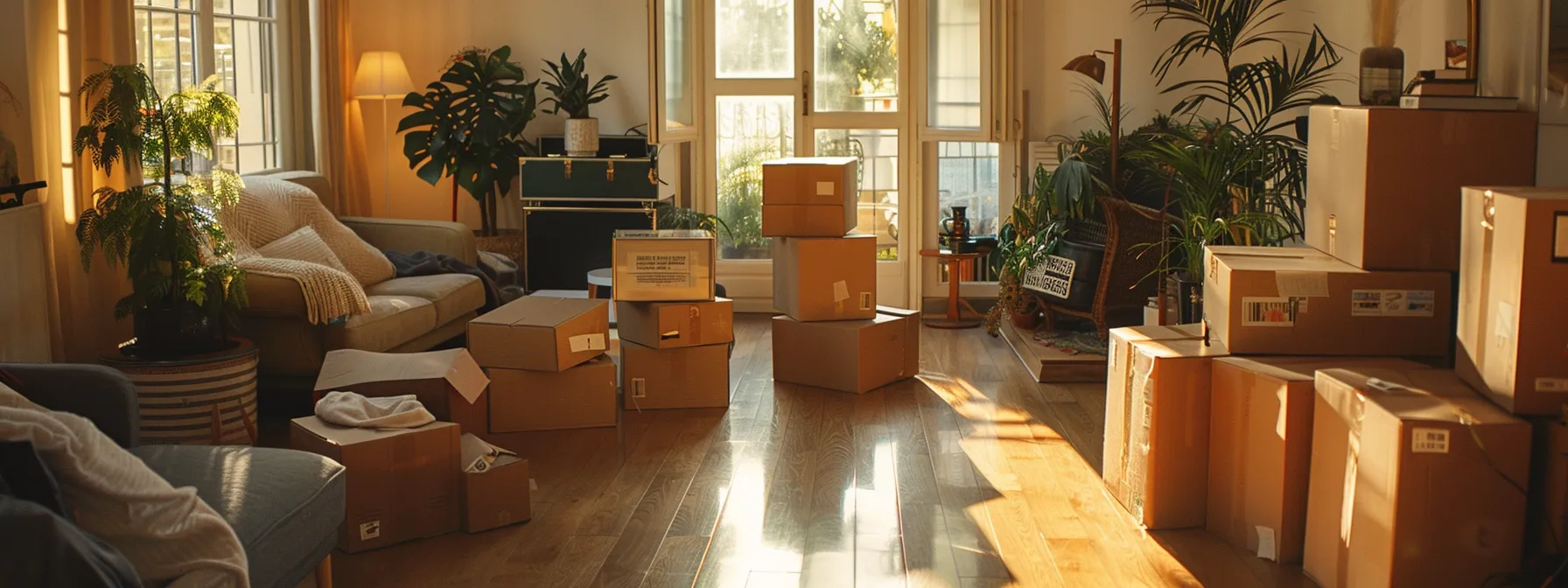a well-organized living room full of labeled boxes, ready for a smooth move with furniture moving companies. a well-organized living room full of labeled boxes, ready for a smooth move with furniture moving companies.