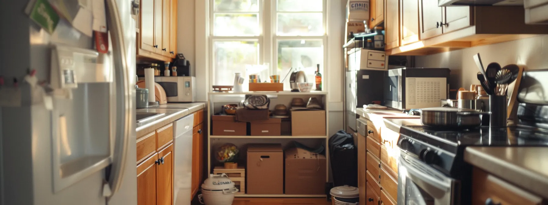 a neatly organized pile of eco-friendly moving boxes and bubble wrap, ready to be filled for a san francisco relocation, set against a backdrop of iconic victorian architecture in the heart of downtown san francisco.