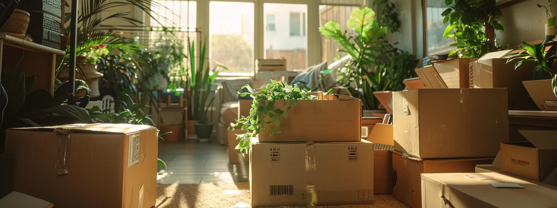 an eco-conscious moving company in los angeles carefully packing belongings with biodegradable materials, showcasing their commitment to sustainability.