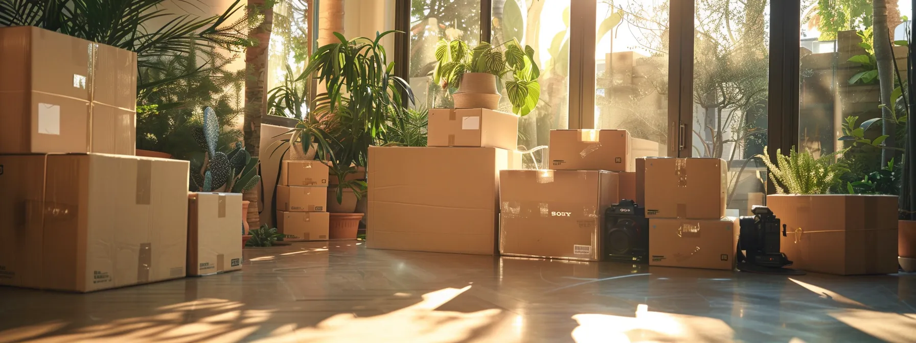 eco-friendly movers in los angeles using recycled cardboard boxes and biodegradable packing materials to transport items sustainably.