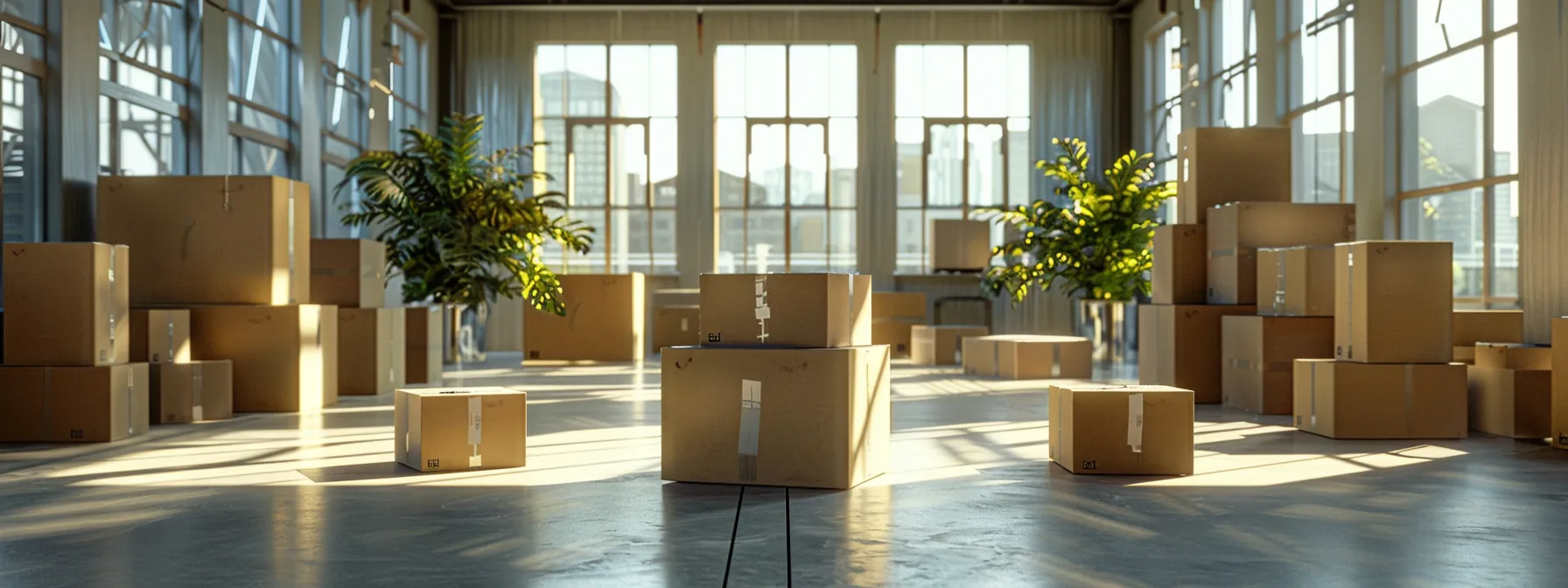 efficiently labeled moving boxes neatly arranged by category in a spacious room. efficiently labeled moving boxes neatly arranged by category in a spacious room.