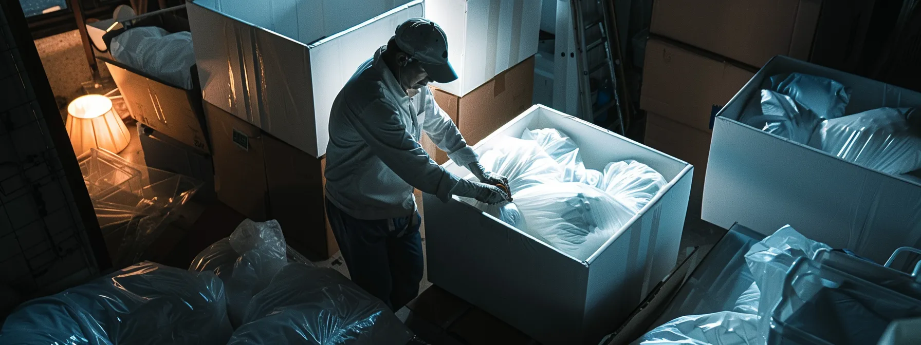 professional movers carefully wrapping delicate items in cushioning materials inside neatly packed boxes to ensure a smooth and damage-free moving process. professional movers carefully wrapping delicate items in cushioning materials inside neatly packed boxes to ensure a smooth and damage-free moving process.