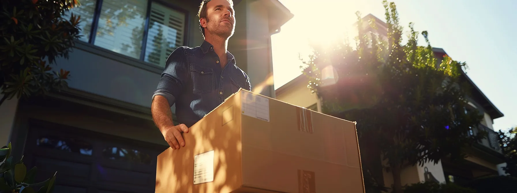 a professional moving company worker carefully counts and inspects moving boxes while standing in a sunny orange county neighborhood, emphasizing transparency and accuracy. a professional moving company worker carefully counts and inspects moving boxes while standing in a sunny orange county neighborhood, emphasizing transparency and accuracy.