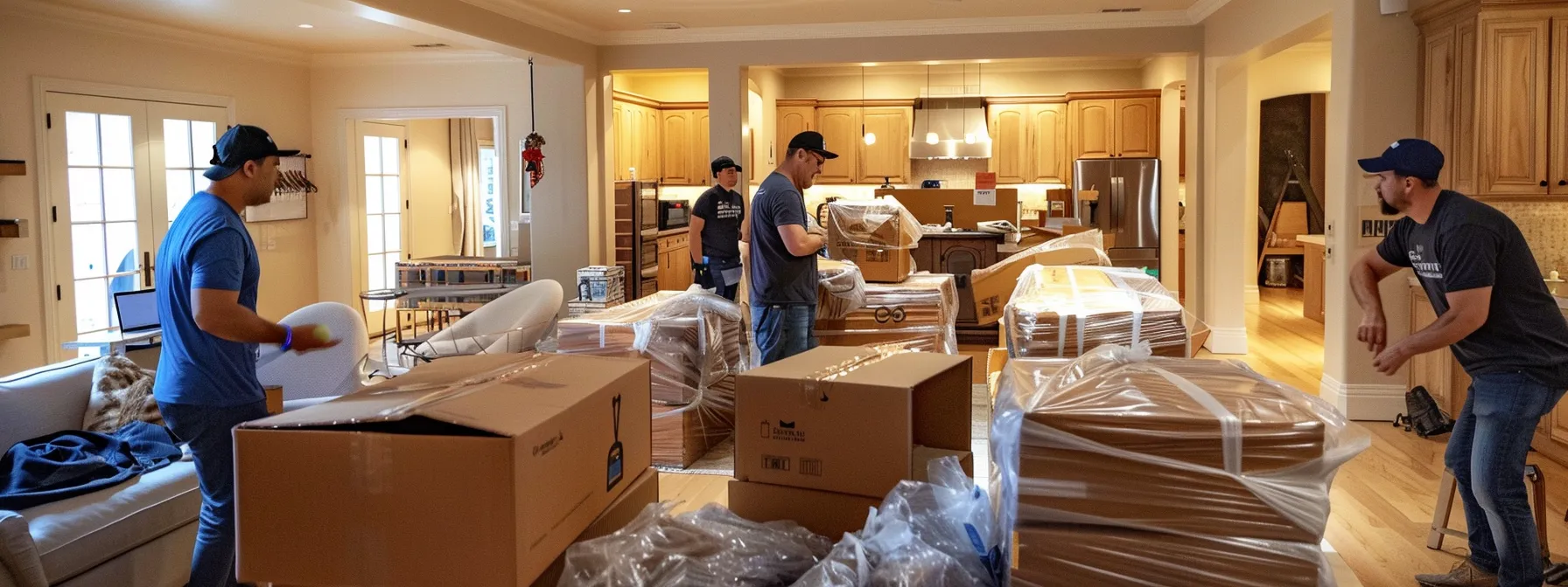 a professional moving team carefully wrapping and packing belongings with precision and expertise in irvine, ca (33.6846° n, 117.8265° w). a professional moving team carefully wrapping and packing belongings with precision and expertise in irvine, ca (33.6846° n, 117.8265° w).
