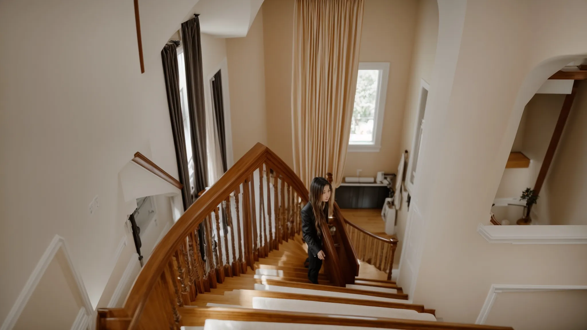 a professional piano mover carefully navigating a grand piano down a narrow staircase in orange county. a professional piano mover carefully navigating a grand piano down a narrow staircase in orange county.
