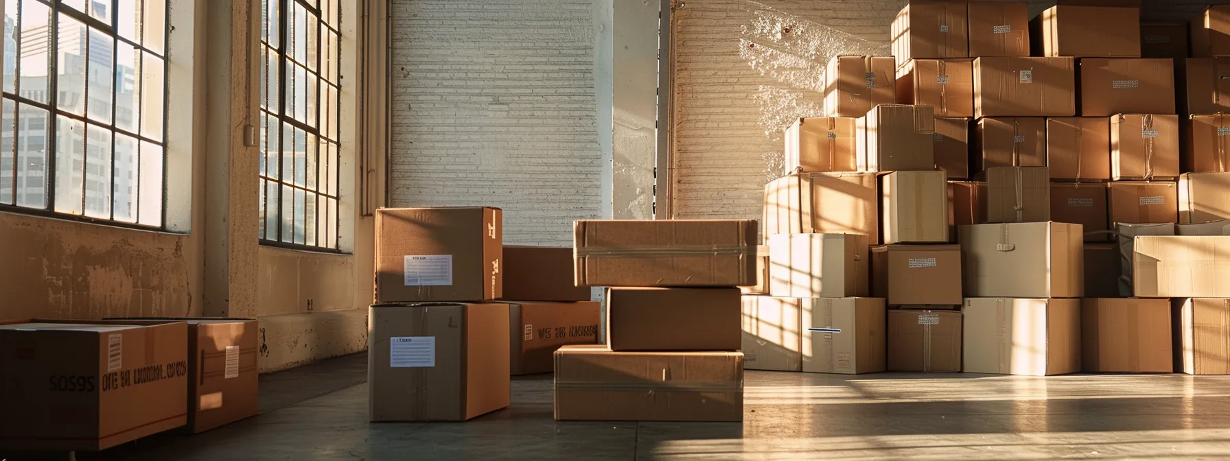 neatly labeled moving boxes stacked in a sunlit room, ready for a smooth move in san francisco downtown (37.7749° n, 122.4194° w).