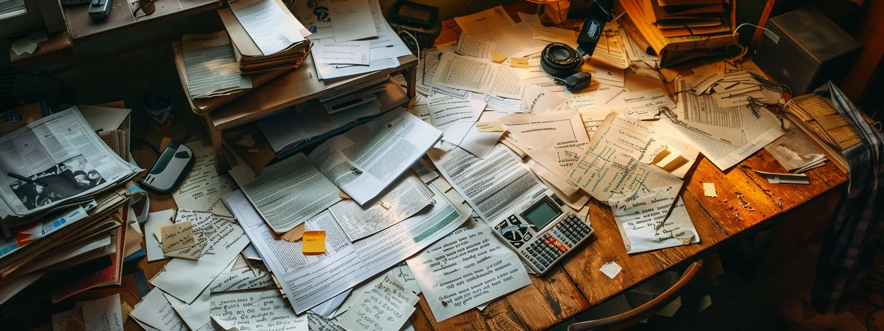 a desk scattered with detailed written estimates from various movers, highlighting hidden fees and charges, as a person asks critical questions during the estimation process. a desk scattered with detailed written estimates from various movers, highlighting hidden fees and charges, as a person asks critical questions during the estimation process.