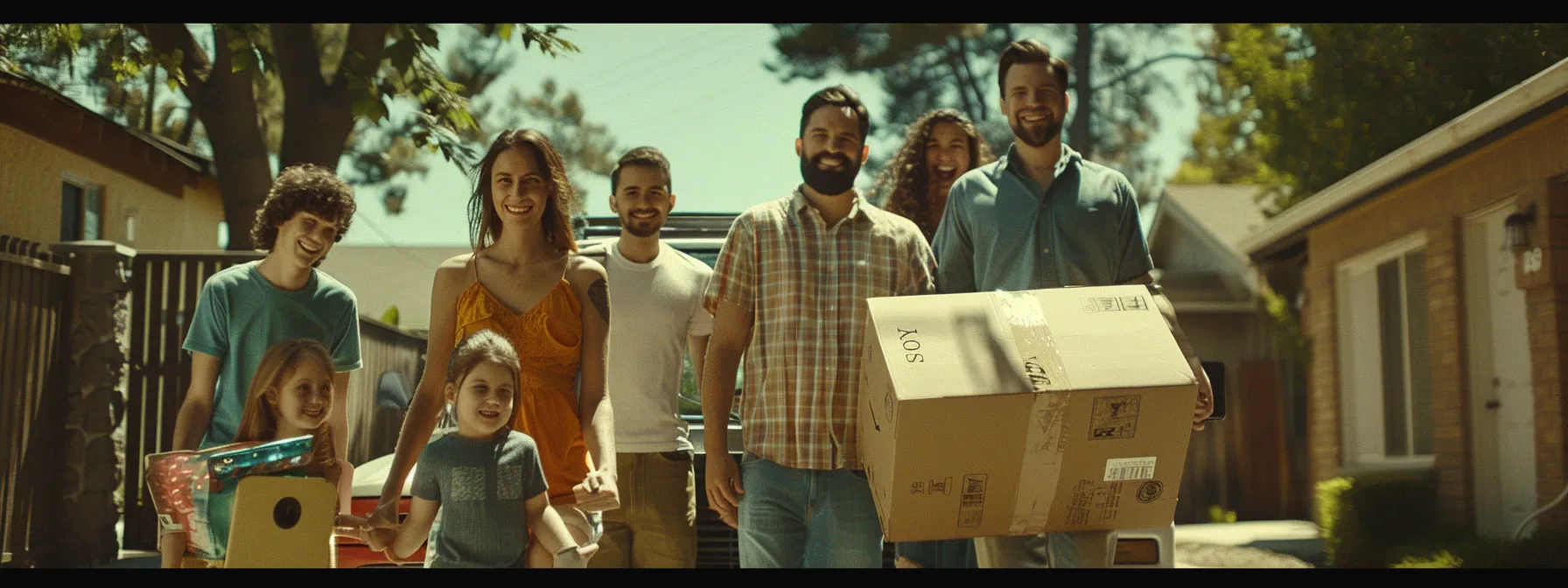 a family smiling while reliable movers effortlessly transport their belongings, showcasing a stress-free la move. a family smiling while reliable movers effortlessly transport their belongings, showcasing a stress-free la move.