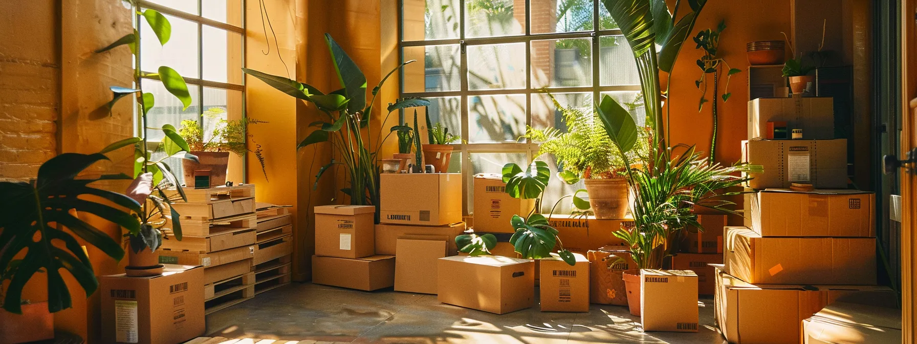 a moving company in los angeles showcases a wide array of eco-friendly packaging options, featuring vibrant colors and earthy textures to attract environmentally conscious customers. a moving company in los angeles showcases a wide array of eco-friendly packaging options, featuring vibrant colors and earthy textures to attract environmentally conscious customers.