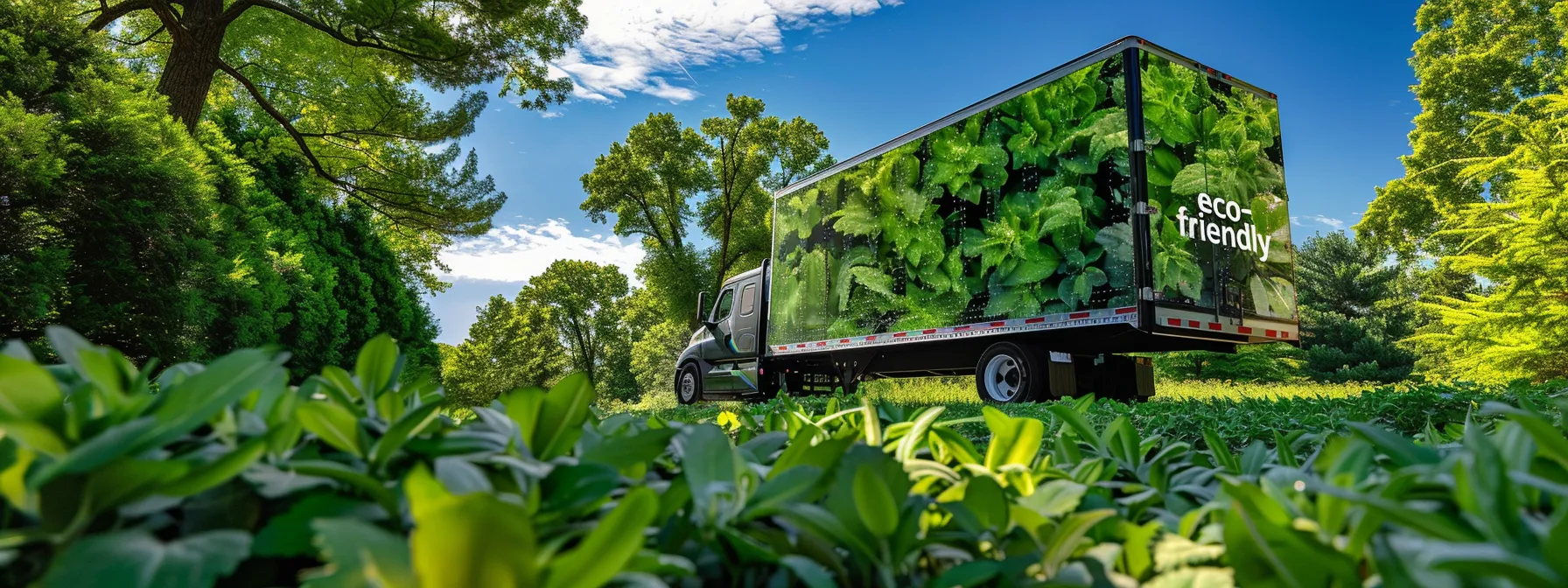 a moving truck adorned with vibrant green a moving truck adorned with vibrant green