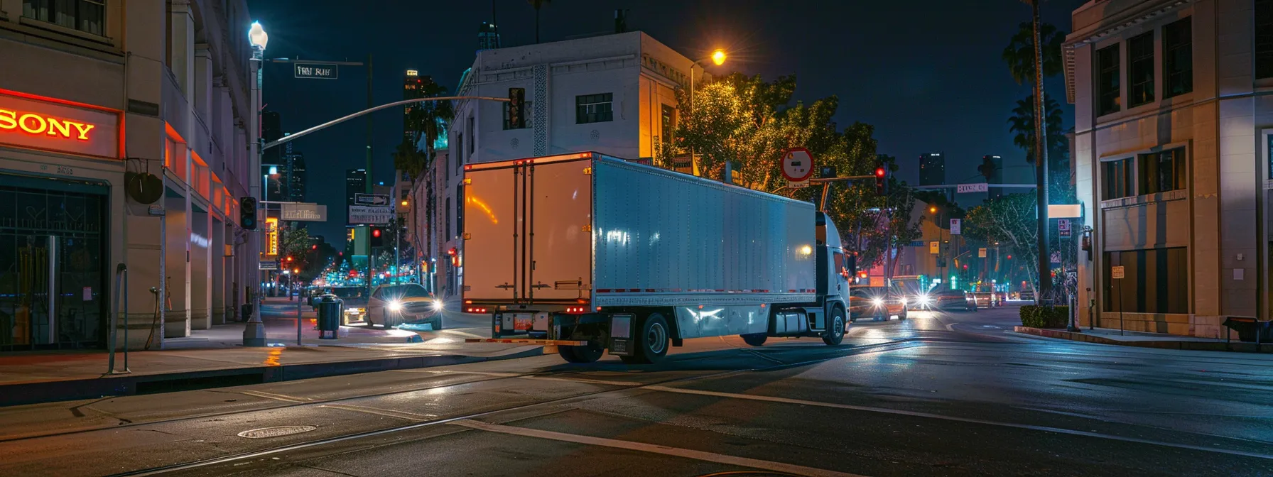 a moving truck parked on a los angeles street, displaying all necessary permits and complying with regulations. a moving truck parked on a los angeles street, displaying all necessary permits and complying with regulations.