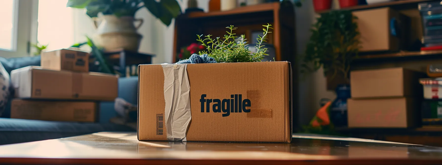 a neatly packed moving box labeled