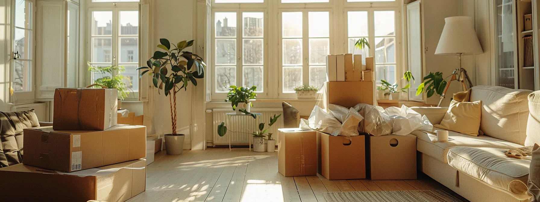 a professional moving company expertly packing delicate items using high-quality supplies in a bright, spacious living room. a professional moving company expertly packing delicate items using high-quality supplies in a bright, spacious living room.