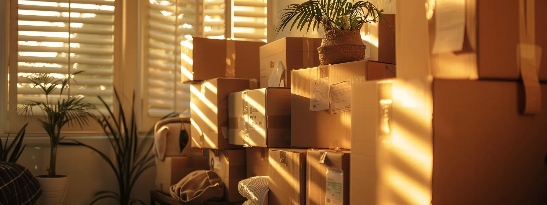 a stack of labeled boxes filled with carefully wrapped items, ready for a smooth move in los angeles. a stack of labeled boxes filled with carefully wrapped items, ready for a smooth move in los angeles.