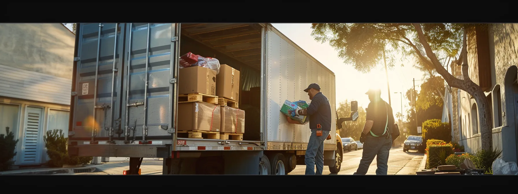 a team of los angeles movers packing recyclable materials into a moving truck, showcasing their commitment to sustainable moving solutions. a team of los angeles movers packing recyclable materials into a moving truck, showcasing their commitment to sustainable moving solutions.