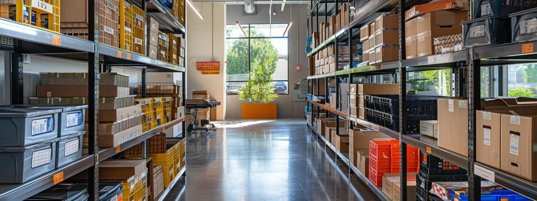 a vibrant and organized storage facility in orange county, with neatly stacked shelves of labeled boxes, ready to accommodate seasonal, student, and business storage needs. a vibrant and organized storage facility in orange county, with neatly stacked shelves of labeled boxes, ready to accommodate seasonal, student, and business storage needs.