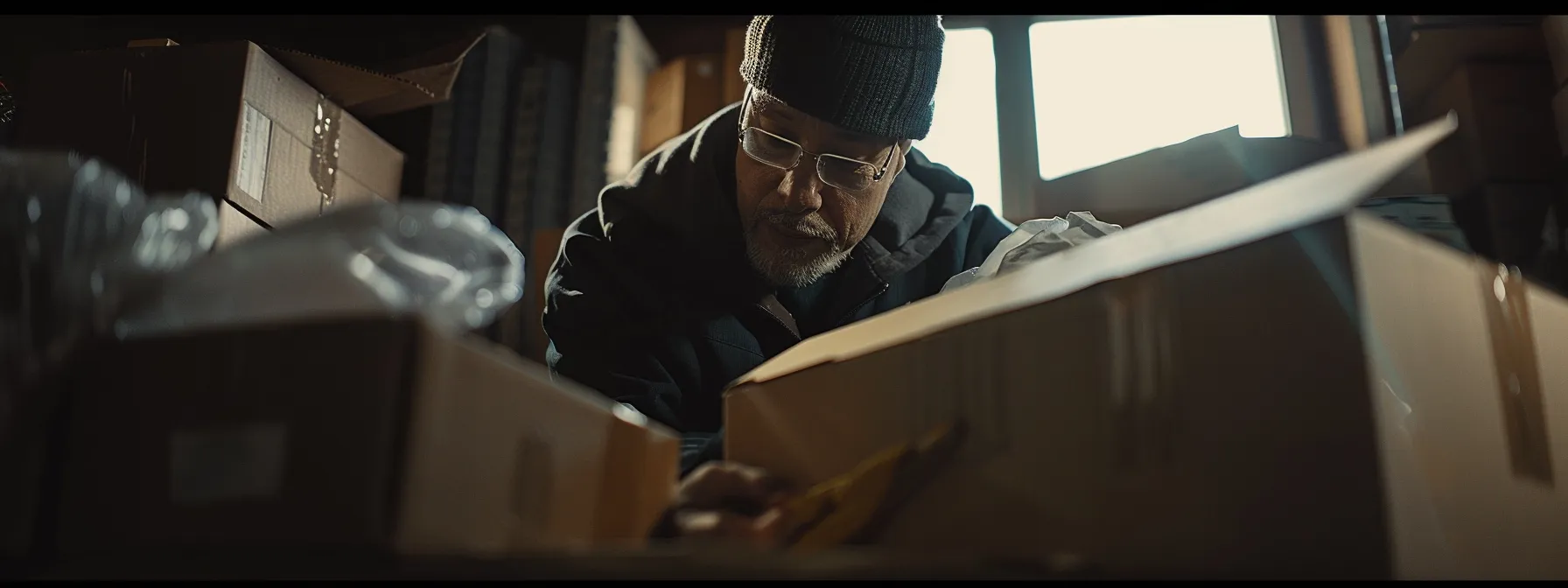 an experienced mover carefully packing fragile items into sturdy moving boxes, showcasing professional expertise and trustworthiness. an experienced mover carefully packing fragile items into sturdy moving boxes, showcasing professional expertise and trustworthiness.