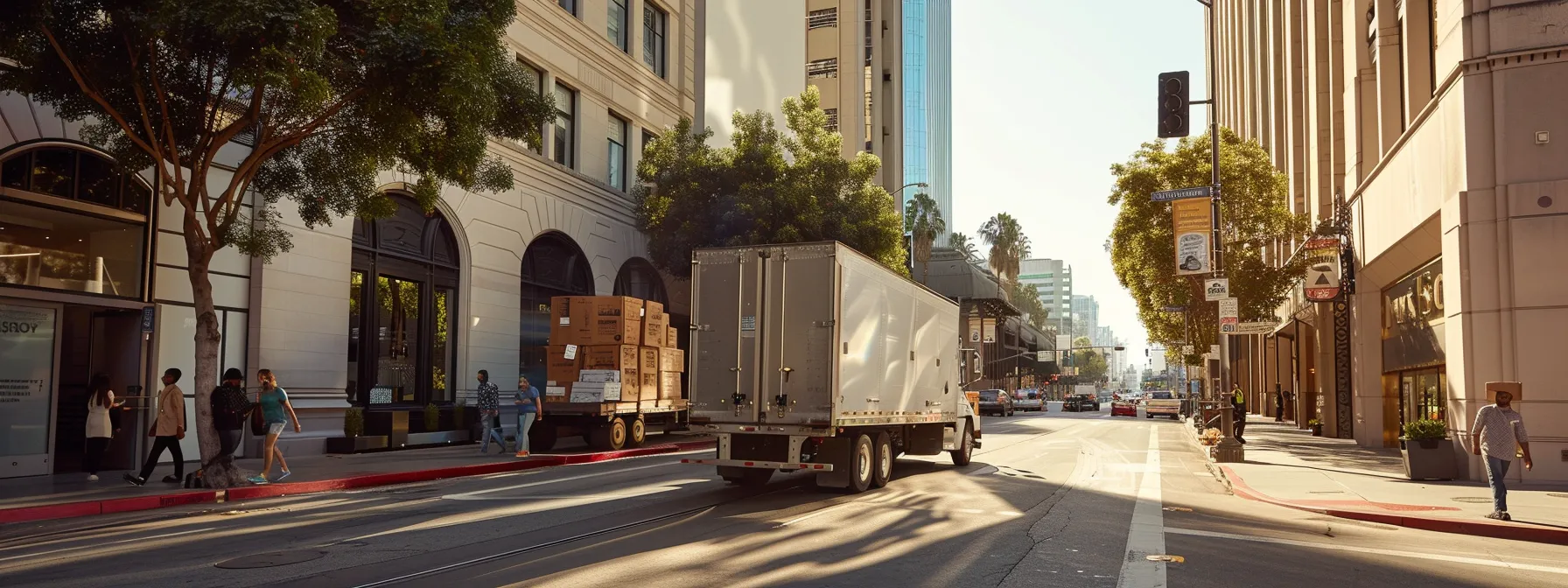 an expert moving team efficiently transporting office furniture through the busy streets of los angeles, showcasing professionalism and reliability. an expert moving team efficiently transporting office furniture through the busy streets of los angeles, showcasing professionalism and reliability.