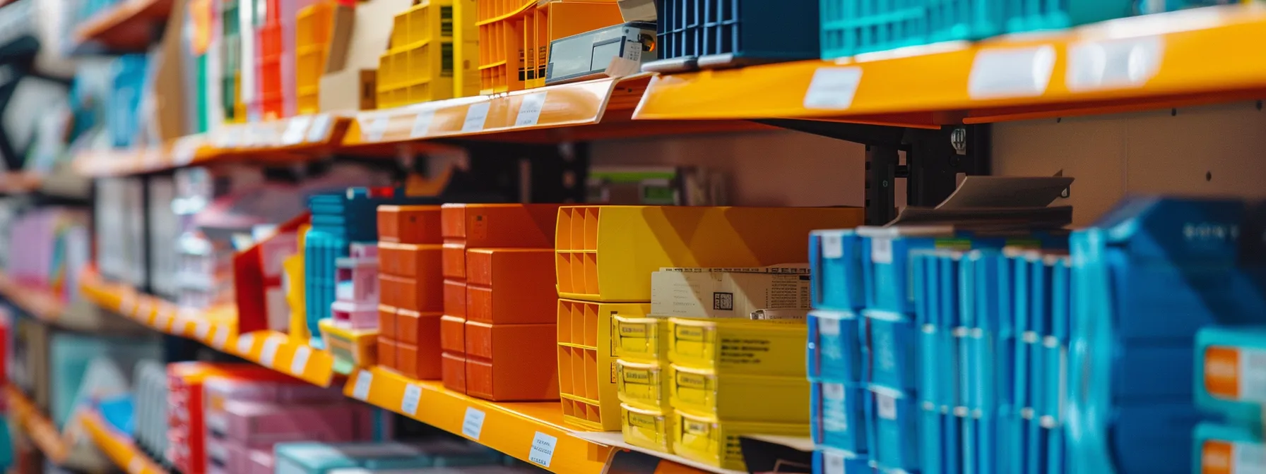 colorful office supplies neatly categorized in labeled boxes ready for a smooth transition during an office move in los angeles.