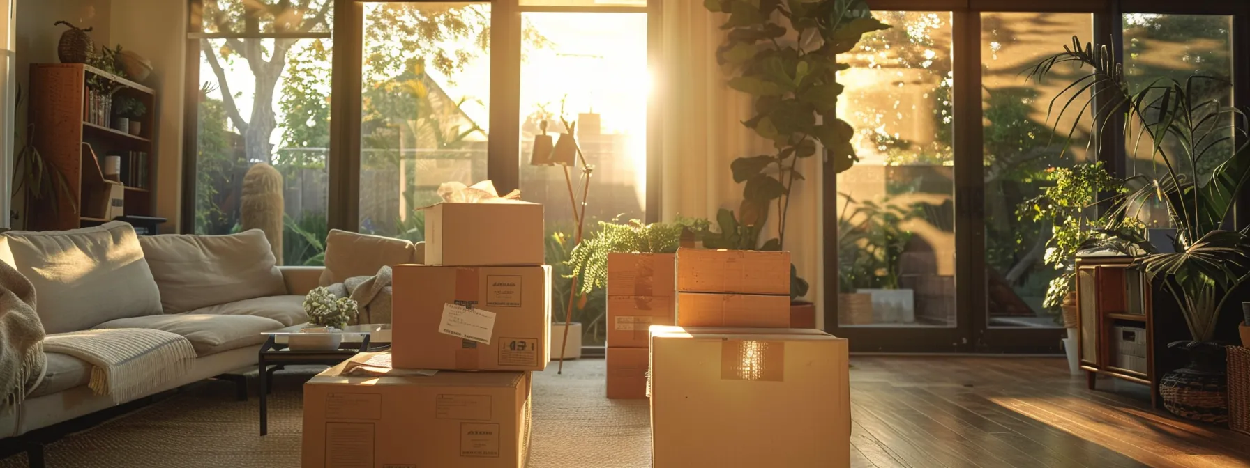 eco-friendly movers in los angeles packing boxes with recyclable materials in a modern, sunlit living room. eco-friendly movers in los angeles packing boxes with recyclable materials in a modern, sunlit living room.