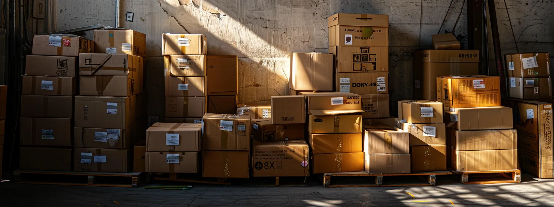 efficiently organized boxes labeled by room, ready to be loaded onto a moving truck in sunny los angeles. efficiently organized boxes labeled by room, ready to be loaded onto a moving truck in sunny los angeles.
