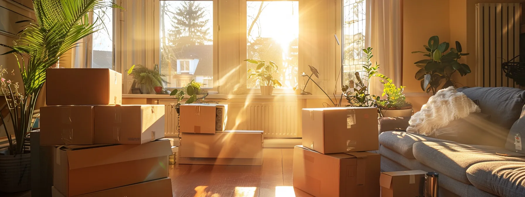 efficiently unpacking priority items in a sunlit room of a new home, with boxes neatly stacked, a warm atmosphere, and a sense of organization. efficiently unpacking priority items in a sunlit room of a new home, with boxes neatly stacked, a warm atmosphere, and a sense of organization.